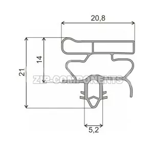 Уплотнитель холодильника Beko 520x1025, профиль ОМ